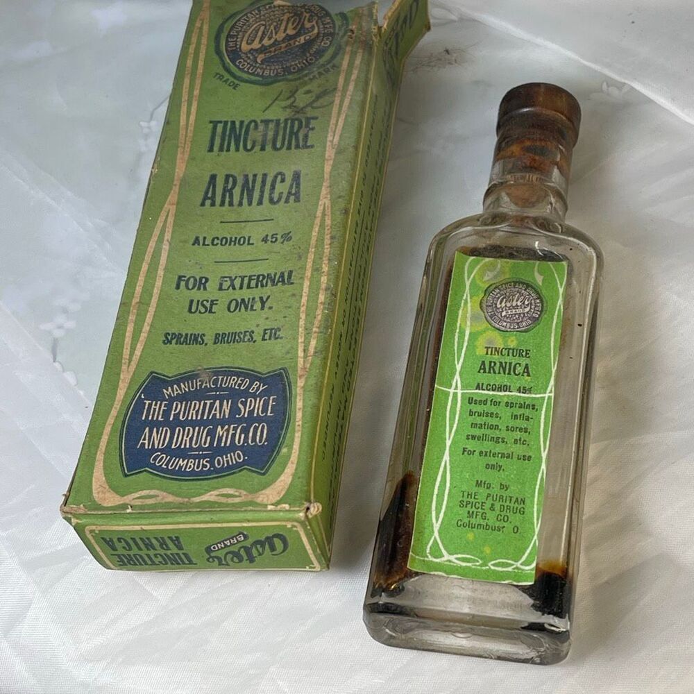 The Puritan Spice & Drug Aster Brand antique bottle & box tincture